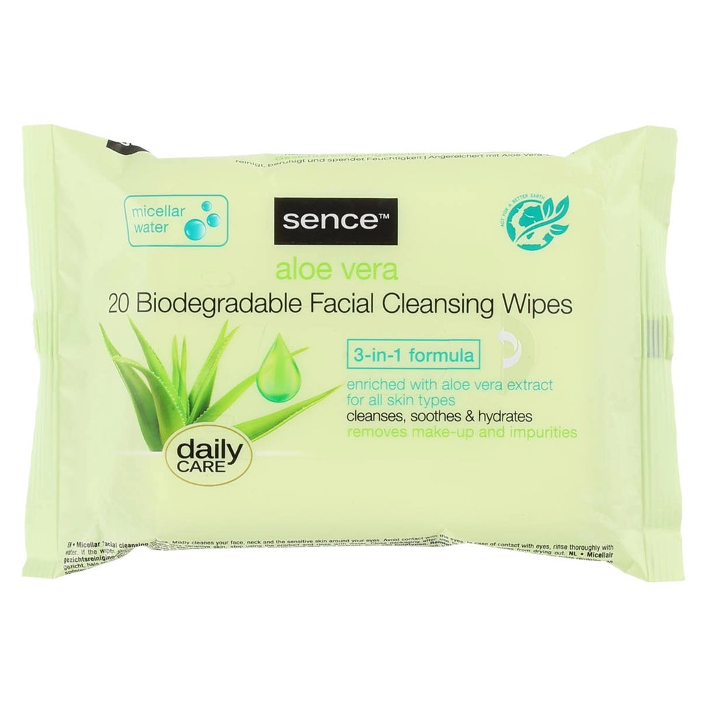 Sence Beauty Face Cleansing Wipes Aloe Vera 20pcs feel22iraq