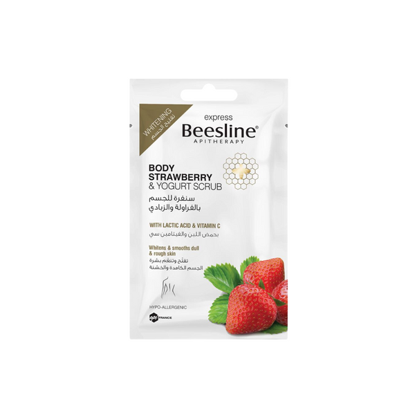 Beesline Express body scrub with strawberry and sugar