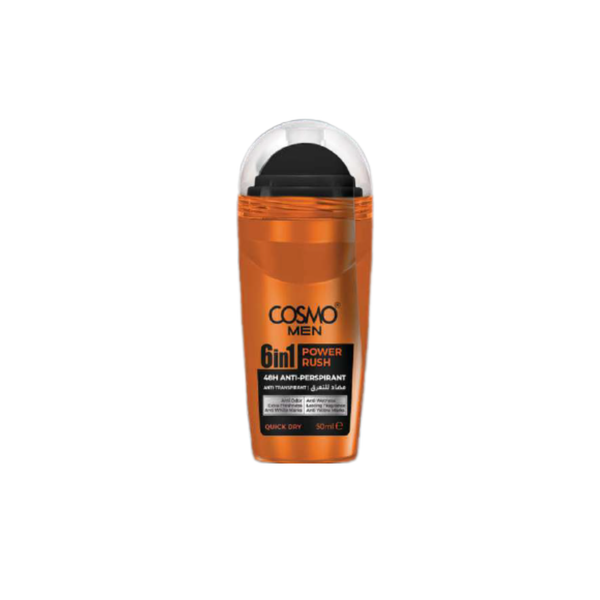Cosmo Man Deodorant Roll-On for Men 6 in 1 Power Rush