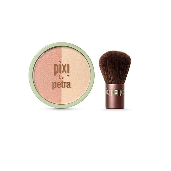 Pixi Pixi Peach Honey Dew Blush and Highlighter with Kabuki Brush